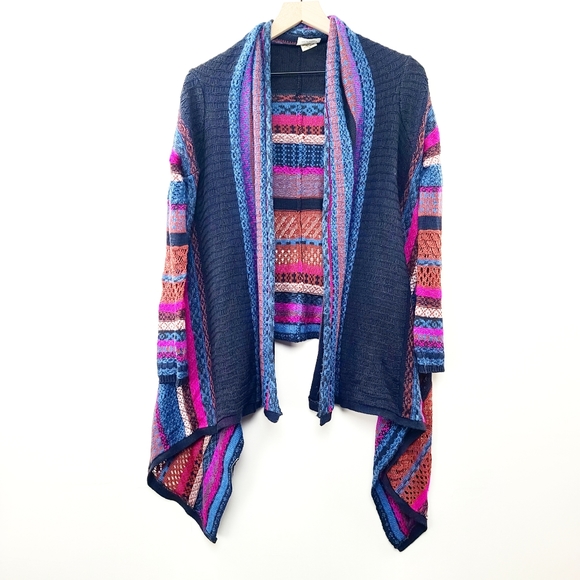 Billabong Winter Wonderland Striped Asymmetrical Cardigan Sweater Sz M - Picture 2 of 5